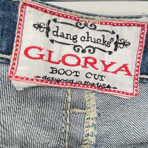 Dang Chicks Glorya Jeans Women’s 29x32 Boot Cut Stars and Stripes Pockets Blue - Picture 8 of 14